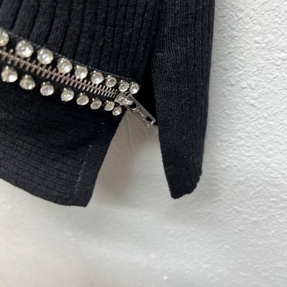 INC Ribbed Rhinestones Sweater Womens XS Stretch Long Length Party Evening Date - Picture 8 of 10